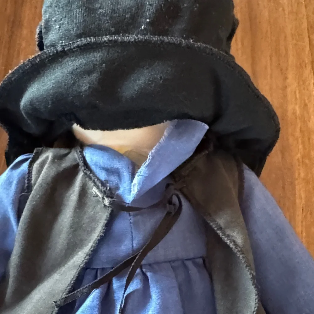 Vintage Handmade Doll  Blue and Black Amish Outfit